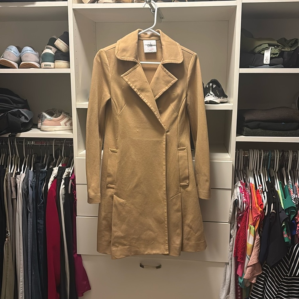 Cabi camel trench coat with belt, size XS